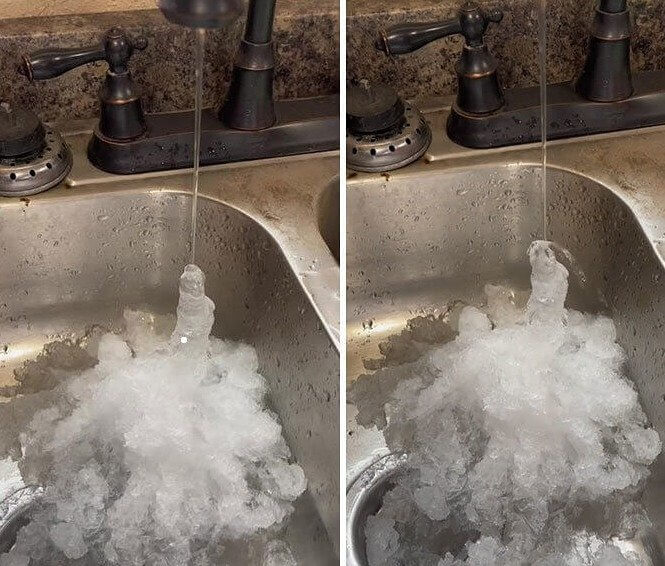 The Water From This Sink Dripped Into Icicles